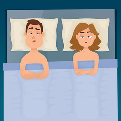 Young man and woman with insomnia and sleepless