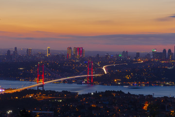 Fototapeta na wymiar The Bosphorus Bridge connecting Europe and Asia
