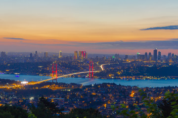 Istanbul Bosporus Bridge on sunset