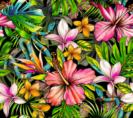 amazing seamless tropical pattern with snake skin