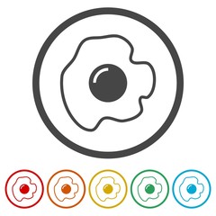 Fried egg, flat icons set - Illustration 