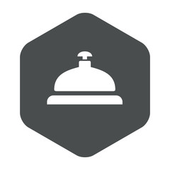 Icono plano timbre hotel en hexagono gris