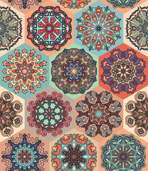 Seamless pattern. Vintage decorative elements. Hand drawn background. Islam, Arabic, Indian, ottoman motifs. Perfect for printing on fabric or paper.