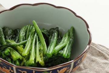 Japanese food, steamed spinach for homemade image