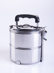 food containers or stainless steel food containers on a background.