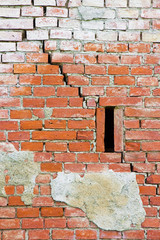Deep crack in old brick wall - concept image