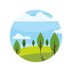 beautiful forest landscape icon vector illustration design