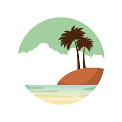 beautiful seascape with palms vector illustration design