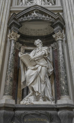 Fototapeta na wymiar The statue of St. Matthew by Rusconi in the Archbasilica St.John