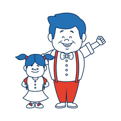 grandfather and girl holding hands together fun