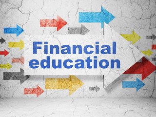 Education concept: arrow with Financial Education on grunge wall background