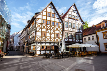 Beautiful buildings in Erfurt old town during the morning light in Germany