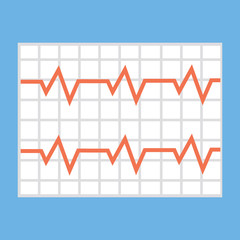Illustration of a heart cardiogram wave on a piece of paper.