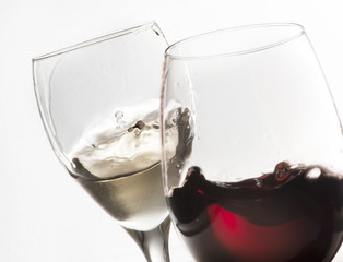 two glasses with wine isolated on white background