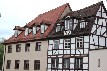 Fachwerkhäuser in der Altstadt von Nürnberg (Deutschland)