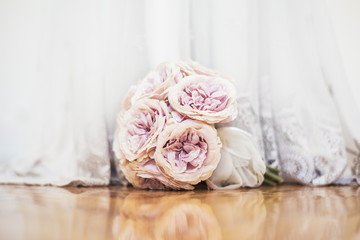 Beautiful wedding bouquet on the floor.