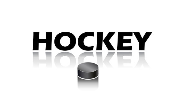 Hockey logo design. Ice Hockey World Championship background with Hockey pack icon. Vector Hockey poster.
