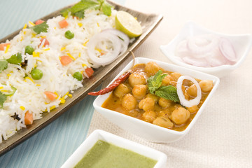 Vegetable Pulao with Chana Masala