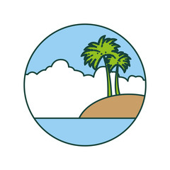 beautiful seascape with palms vector illustration design