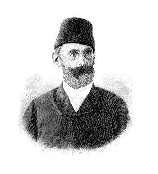 Portrait of Mehmed Emin Pasha, Ottoman-German Jewish physician and naturalist born as Isaak Eduard Schnitzer, governor of the Egyptian Province of Equatoria for the Ottoman Empire in XIX century