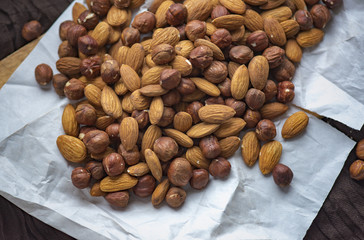 Nuts mix almond and hazelnut