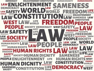 LAW - image with words associated with the topic COMMUNITY OF VALUES, word, image, illustration