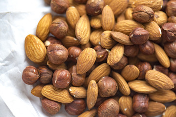 Nuts mix almond and hazelnut