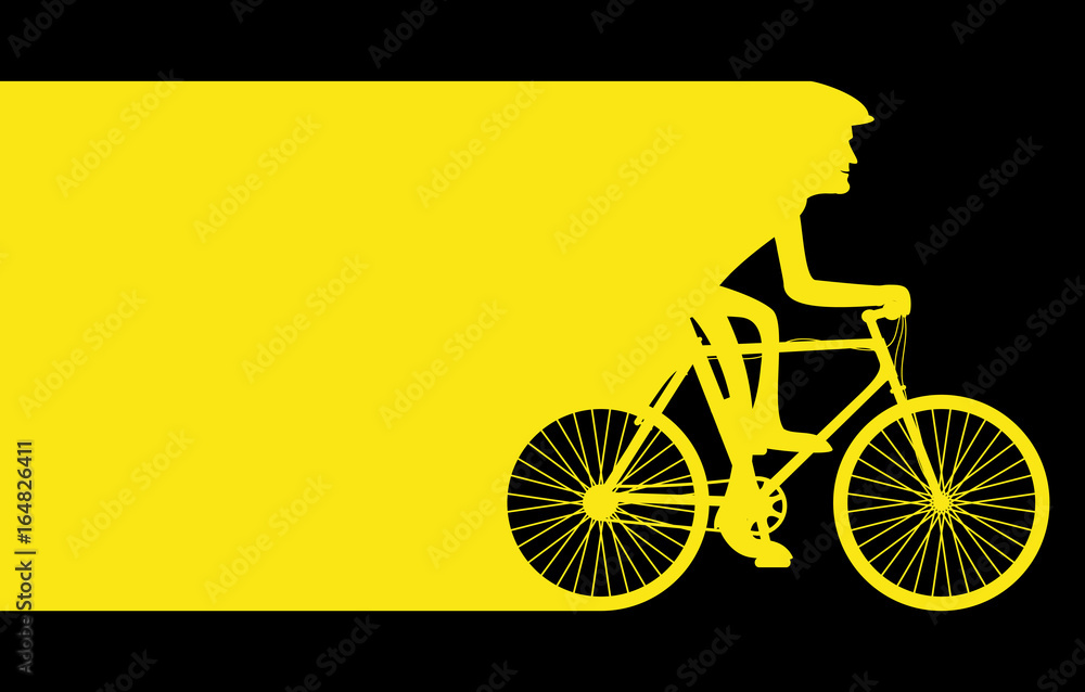 Wall mural Cyclist and strip for your text.