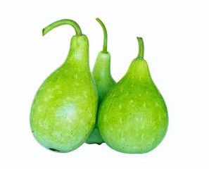 A lot of fresh green calabash isolated on white background