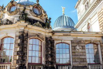 View on the University of arts building during the sunny weather in Dresden city, Germany