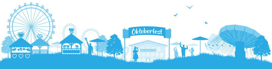 Oktoberfest München Skyline Panorama - obrazy, fototapety, plakaty