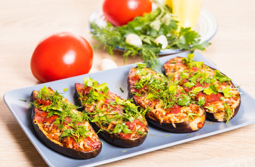 Baked eggplants with cheese