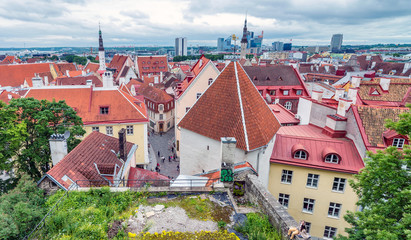 Naklejka premium Beautiful aerial view of Tallinn cityscape from Toompea Hill, Estonia