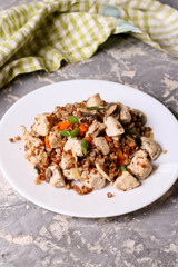 Buckwheat porridge with mushrooms and chicken