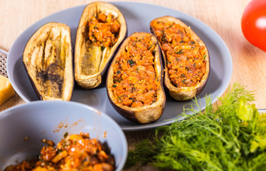 Eggplant stuffed with stuffing