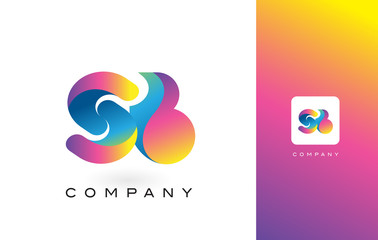 SB Logo Letter With Rainbow Vibrant Beautiful Colors. Colorful Trendy Purple and Magenta Letters Vector.