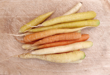 Yellow, White and Orange Carrots 