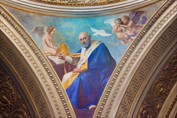 Photo sur Plexiglas Monument TURIN, ITALY - MARCH 16, 2017: The fresco of St. Leo the Great doctor of the church in cupola of church Chiesa di San Massimo Paolo Emilio Volgari (19. cent.)