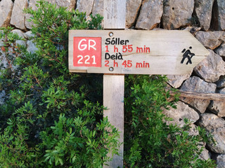 GR221 à Sóller - Panneau sentier de randonnée à Majorque, Baléares