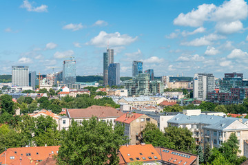VILNIUS, LITHUANIA - JULY 10, 2017: Panoramic aerial city view. Vilnius attracts 1 million tourists annually