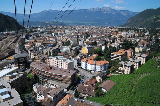 City of Bolzano, Italy - View of town from cableway