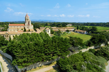 Naklejka premium Lerins Abbey in Saint-Honorat island, France