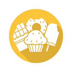 Sweets flat design long shadow glyph icon