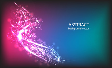 Vector abstract blue motion light effect background. Composition blurry particles and has bright lights.