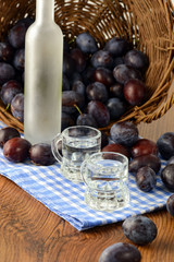 traditional plum liquor with rustic decoration