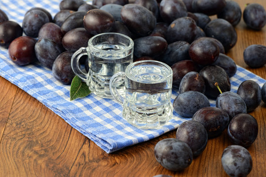 traditional plum liquor with rustic decoration