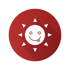 Yummy sun smile flat design long shadow glyph icon