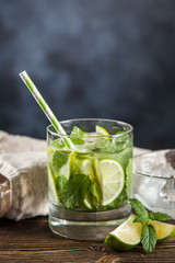 Mojito cocktail on dark background