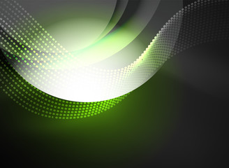 Glowing wave created with particles on dark color background