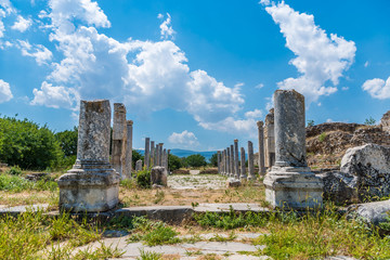 Tetrastoon or Imperor Hall ruins at Aphrodisias ancient city, Aydın, Turkey